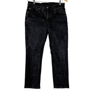 Levis 514 Jeans Mens 36x30 Black Straight Mid Rise Stone Wash‎ Denim